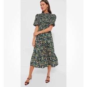 Tuckernuck HYACINTH HOUSE Floral Smocked‎ Samantha Midi Dress Large Ruffle Puff